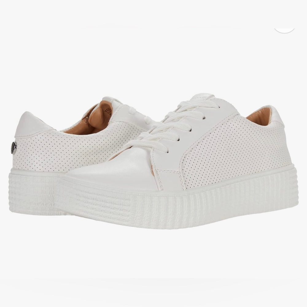 Steve Madden White Perforated Leather Sneaker Size 8